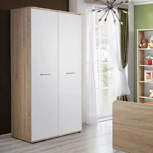 Dania Wooden Wardrobe With 2 Doors In Matt White And Oak