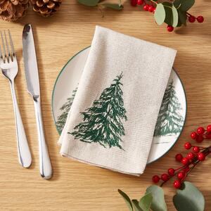 Pack of 4 Embroidered Tree Napkins Green