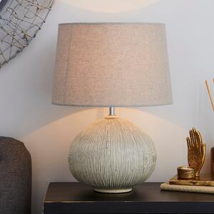 Dahlia Scratched Resin Grey Table Lamp Light Grey