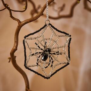 Beaded Web Hanging Decoration Silver