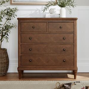 Boulton Wide 5 Drawer Chest Mid Stained Wood