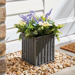 Artificial Floral Arrangement in Grey Trough