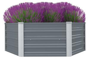 Raised Garden Bed 129x129x46 cm Galvanised Steel Grey