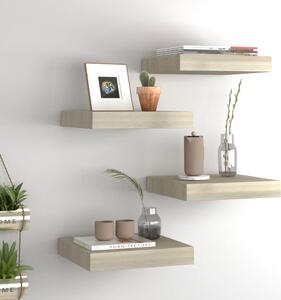 Floating Wall Shelves 4 pcs Oak 23x23.5x3.8 cm MDF