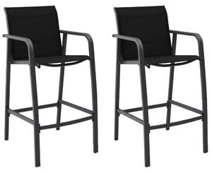 Garden Bar Chairs 2 pcs Black Textilene