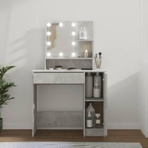 Dressing Table with LED Concrete Grey 86.5x35x136 cm