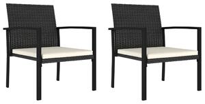 Garden Dining Chairs 2 pcs Poly Rattan Black