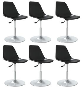 Swivel Dining Chairs 6 pcs Black PP