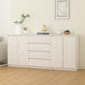 Side Cabinets 3 pcs White Solid Pinewood