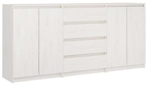 Side Cabinets 3 pcs White Solid Pinewood