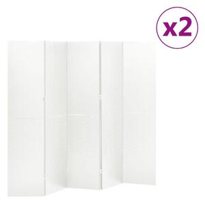 5-Panel Room Dividers 2 pcs White 200x180 cm Steel