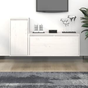 TV Cabinets 2 pcs White Solid Wood Pine