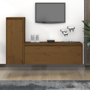 TV Cabinets 2 pcs Honey Brown Solid Wood Pine