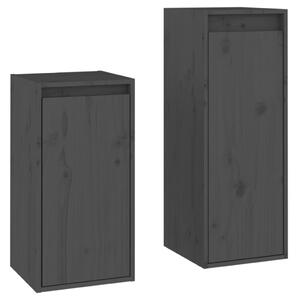 TV Cabinets 2 pcs Grey Solid Wood Pine