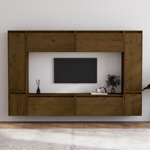 TV Cabinets 8 pcs Honey Brown Solid Wood Pine