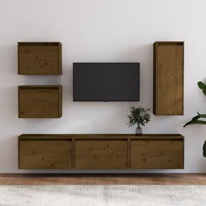 TV Cabinets 6 pcs Honey Brown Solid Wood Pine