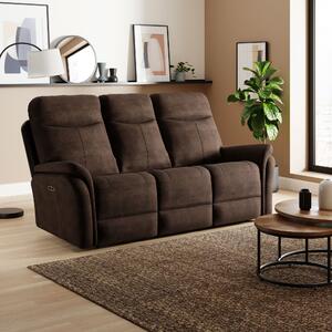 Monte Faux Suede Power Recliner 3 Seater Sofa Faux Suede Pinecone