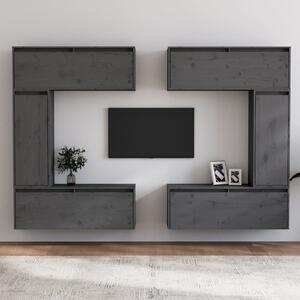 TV Cabinets 6 pcs Grey Solid Wood Pine
