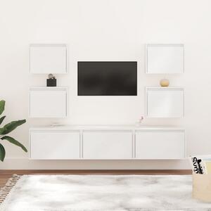 TV Cabinets 7 pcs White Solid Wood Pine