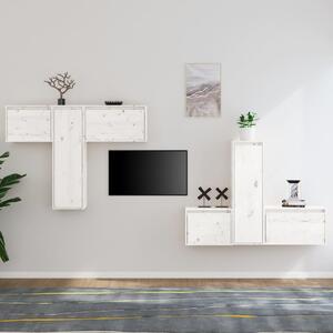 TV Cabinets 6 pcs White Solid Wood Pine