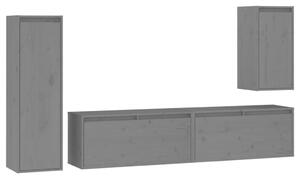 TV Cabinets 4 pcs Grey Solid Wood Pine