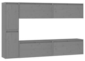 TV Cabinets 6 pcs Grey Solid Wood Pine