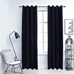 Blackout Curtains with Rings 2 pcs Velvet Black 140x225 cm