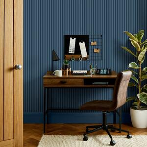 Ribbed Effect Panel Navy Wallpaper Blue
