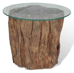 Coffee Table Teak Glass 50x40 cm