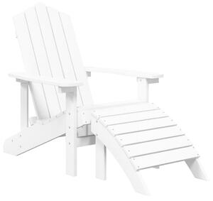 Garden Adirondack Chair with Footstool HDPE White