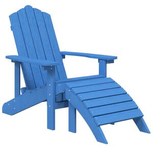 Garden Adirondack Chair with Footstool HDPE Aqua Blue