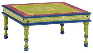 Coffee Table Solid Wood Mango Green Hand Painted