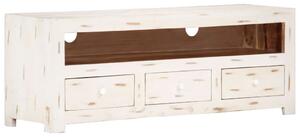 TV Cabinet Solid Wood Acacia 110x30x40 cm White