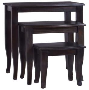 Stackable Side Tables 3 pcs Light Black Solid Wood Mahogany