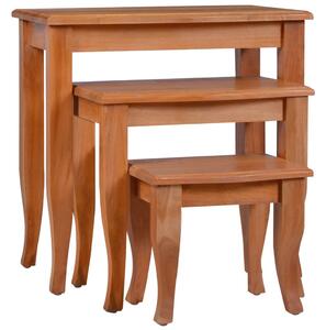 Stackable Side Tables 3 pcs Solid Wood Mahogany