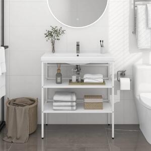 Bathroom Washbasin Frame White 79x38x83 cm Iron
