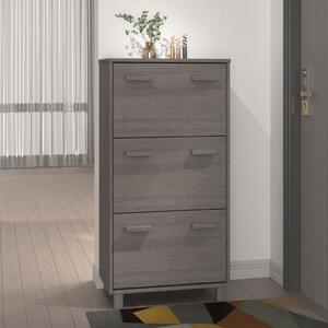 Shoe Cabinet Light Grey 59.5x35x117 cm Solid Wood Pine