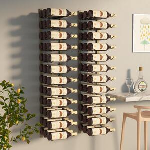 Wall Mounted Wine Rack for 36 Bottles 2 pcs Gold Iron