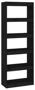 Book Cabinet/Room Divider Black 60x30x167.5 cm Solid Wood Pine