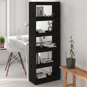 Book Cabinet/Room Divider Black 60x30x167.5 cm Solid Wood Pine