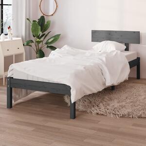 Bed Frame Grey Solid Wood Pine 75x190 cm Small Single