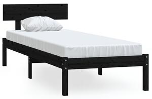 Bed Frame Black Solid Wood Pine 90x190 cm Single
