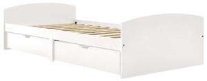 Bed Frame with 2 Drawers White Solid Pine Wood 90x200 cm