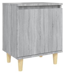 Bed Cabinet with Solid Wood Legs Grey Sonoma 40x30x50 cm