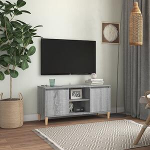 TV Cabinet with Solid Wood Legs Grey Sonoma 103.5x35x50 cm