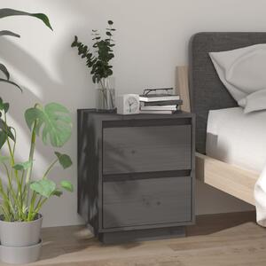 Bedside Cabinet Grey 40x35x50 cm Solid Wood Pine
