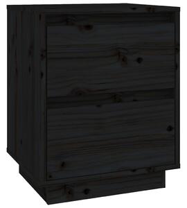 Bedside Cabinet Black 40x35x50 cm Solid Wood Pine