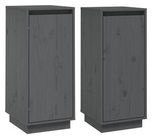 Sideboards 2 pcs Grey 31.5x34x75 cm Solid Wood Pine