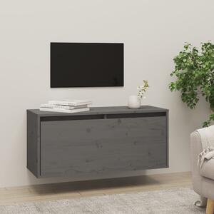 Wall Cabinet Grey 80x30x35 cm Solid Wood Pine