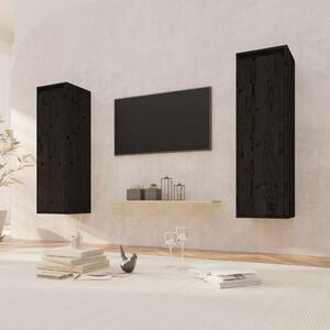 Wall Cabinets 2 pcs Black 30x30x100 cm Solid Pinewood